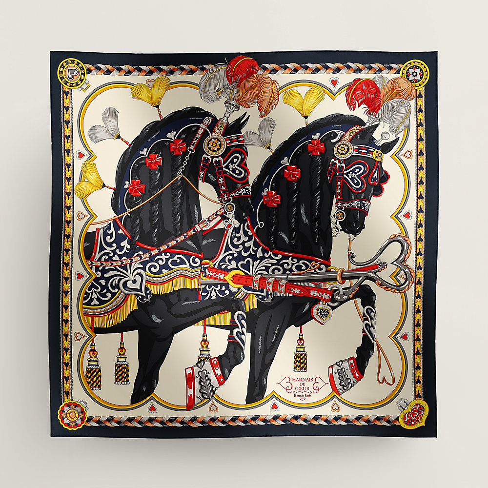 カレ 90 《アルネ・ドゥ・クール》 - ブラック | Hermès